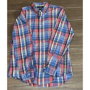 RALPH LAUREN Mens Multi Color Plaid Custom Fit Long-Sleeve Shirt XL Button-Down